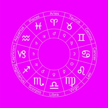 Circle with Zodiac Signs on Purple Background. Vector