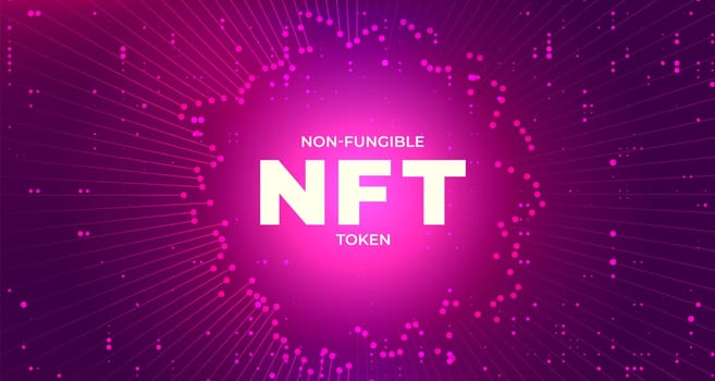 Non-fungible token NFT vector on dark background