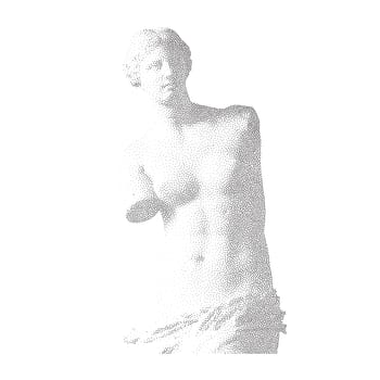 Halftone ancient sculpture. Stippling Venus