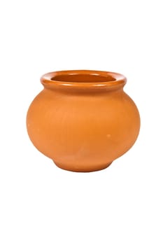 Empty clay pot on a white background