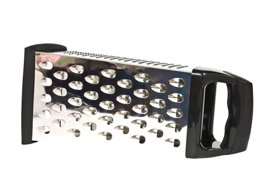 Hand kitchen grater made ​​of stainless steel on a white background