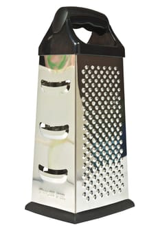 Hand kitchen grater made ​​of stainless steel on a white background