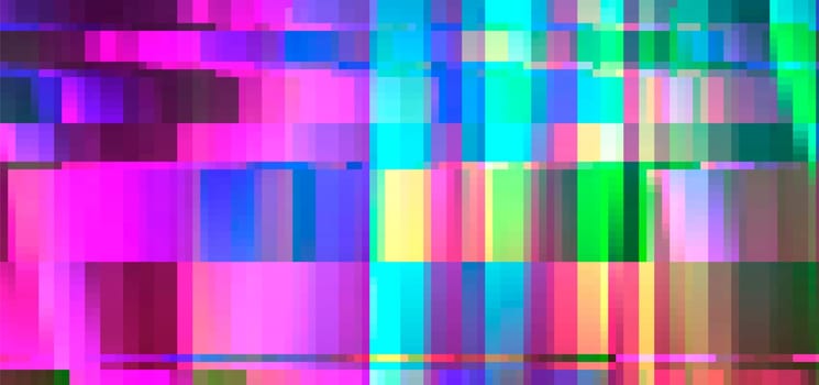 Trendy glitch pattern on dark background. Abstract vector geometric elements