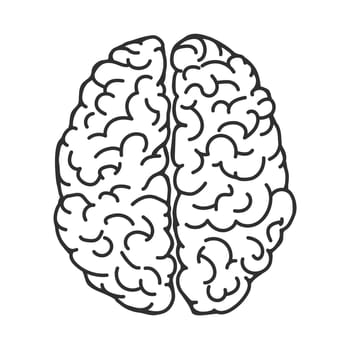 Brain line art icon set isolated on white