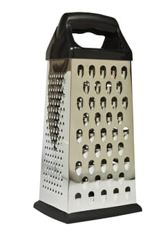 Hand kitchen grater made ​​of stainless steel on a white background