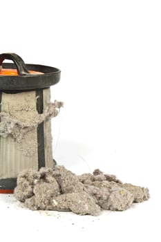 Contaminated with dust and debris filter and strainer home vacuum cleaner