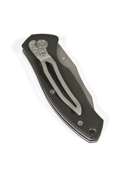 Folding pocket knife with a locking mechanism on a white background