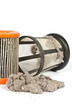 Contaminated with dust and debris filter and strainer home vacuum cleaner
