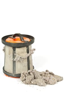 Contaminated with dust and debris filter and strainer home vacuum cleaner