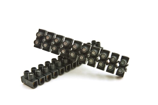Plate of terminals used to connect electrical wires to the mains