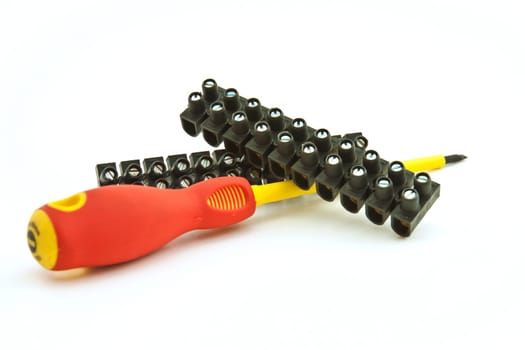 Plate of terminals used to connect electrical wires to the mains