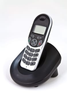 Home wireless phone placed on the charging cradle