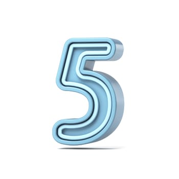 Pastel blue font Number 5 FIVE 3D rendering illustration isolated on white background
