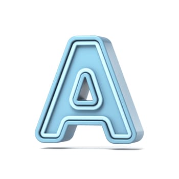 Pastel blue font Letter A 3D rendering illustration isolated on white background