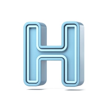 Pastel blue font Letter H 3D rendering illustration isolated on white background