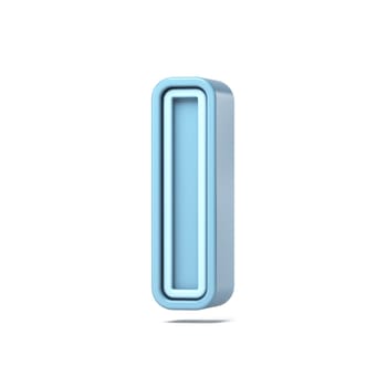 Pastel blue font Letter I 3D rendering illustration isolated on white background