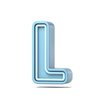 Pastel blue font Letter L 3D rendering illustration isolated on white background