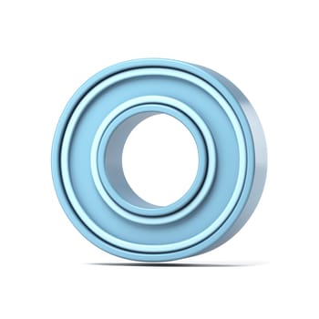 Pastel blue font Letter O 3D rendering illustration isolated on white background