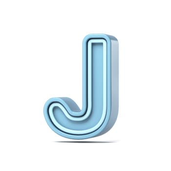 Pastel blue font Letter J 3D rendering illustration isolated on white background