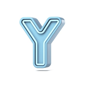 Pastel blue font Letter Y 3D rendering illustration isolated on white background