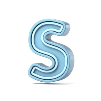 Pastel blue font Letter S 3D rendering illustration isolated on white background