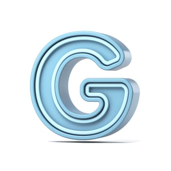 Pastel blue font Letter G 3D rendering illustration isolated on white background