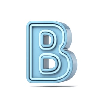 Pastel blue font Letter B 3D rendering illustration isolated on white background