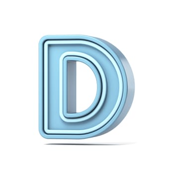 Pastel blue font Letter D 3D rendering illustration isolated on white background