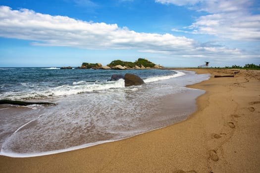 Most beautiful Caribbean beach, Playa Arenilla in Tayrona National Park, Colombia wild nature landscape