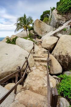 Trail in rain forest to most beautiful Caribbean beach, Playa Arenilla in Tayrona National Park, Colombia Colombia landscape