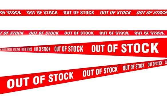 Red out of stock banner across  transparent backdrop 3d