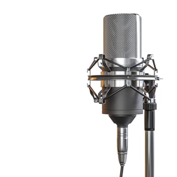 studio microphone, isolated  transparent background, music podcast recorder