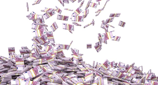 500 euro banknotes falling  gathering isolated  transparent background