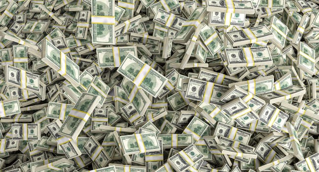 Overflowing with cash, dollar, money rich concept, success