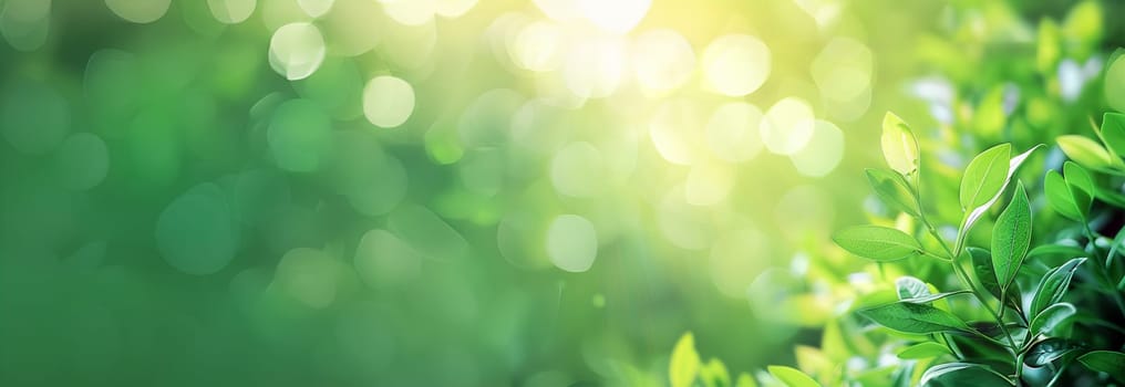 Fresh green leaves on a tree sway in the wind. Elegant green background of green leaves and bokeh. High quality, Copy space sunlight shining