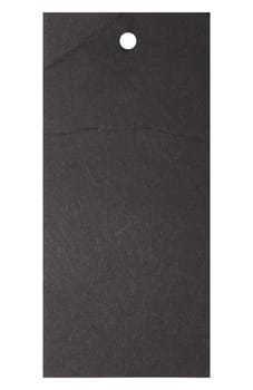Blank black rectangular paper tag on a white background, template for price, discount