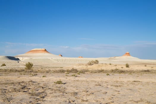 Mangystau desert landmark, Kyzylkup area, Kazakhstan. Rock strata formations