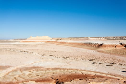 Mangystau desert landmark, Kyzylkup area, Kazakhstan. Rock strata formations