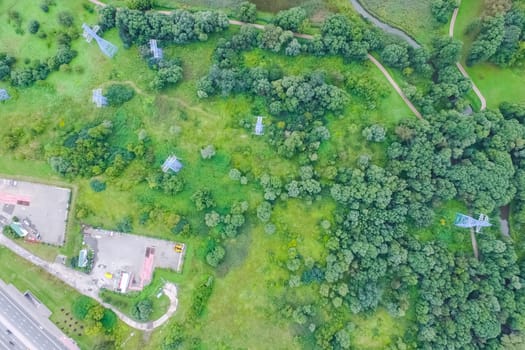 Suburban park and glade. Suburban landscape suburbs
