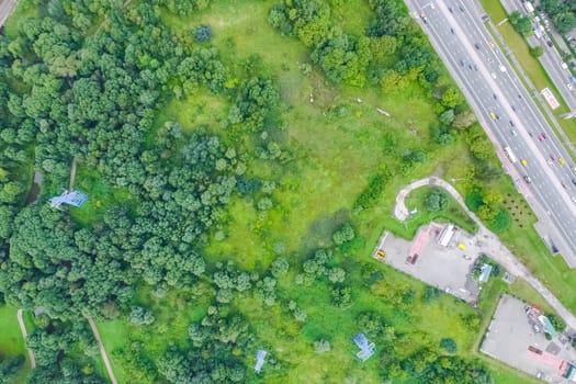 Top view of the highway. The road to the city.