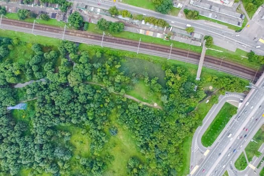 Top view of the highway. The road to the city.