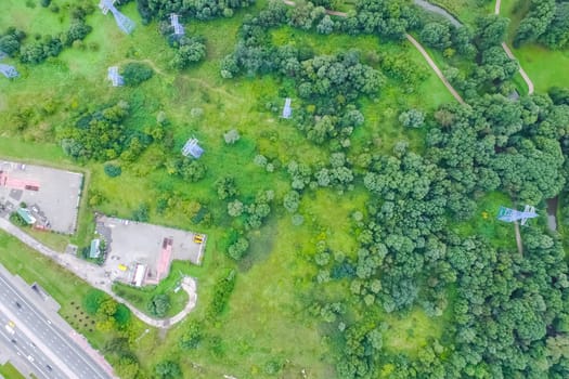 Suburban park and glade. Suburban landscape suburbs