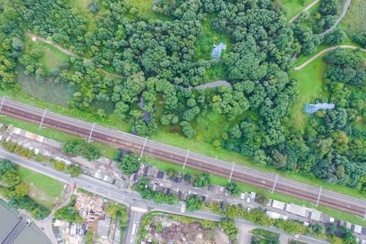 Suburban park and glade. Suburban landscape suburbs