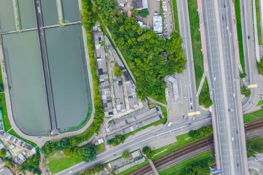 Top view of the highway. The road to the city.