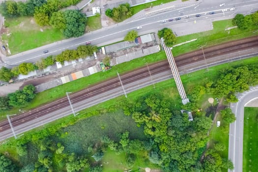 Top view of the highway. The road to the city.