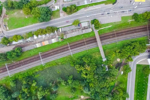 Top view of the highway. The road to the city.