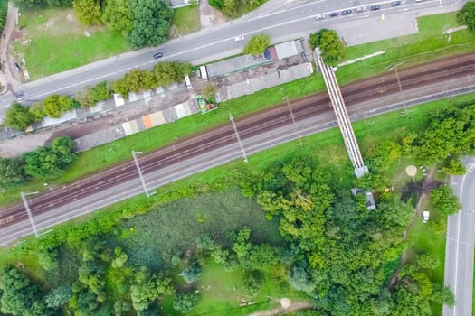 Top view of the highway. The road to the city.
