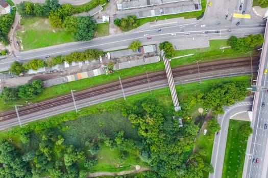 Top view of the highway. The road to the city.