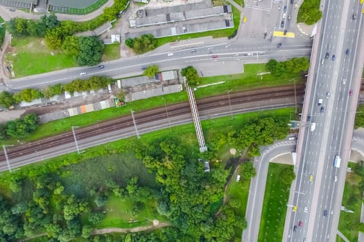 Top view of the highway. The road to the city.