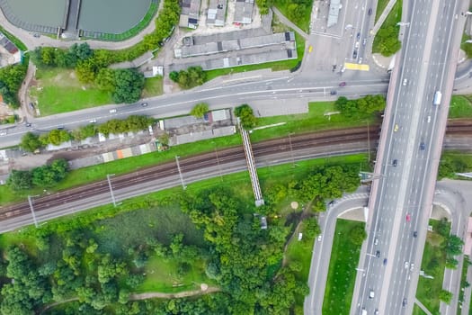 Top view of the highway. The road to the city.